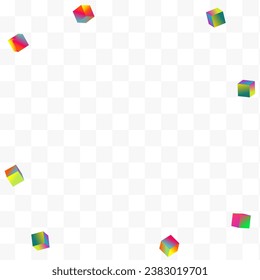 Iridescent Polygon Vector Transparent Background. Gradient Abstract Cube Pattern. Business Brick Cover. Rainbow Rhombus Shiny Template.