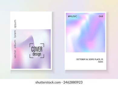 Iridescent Poster. Modern Design. Spectrum Fluid. Chrome Screen. Hologram Presentation. Business Metal Template. Violet Minimal Paper. Purple Iridescent Poster