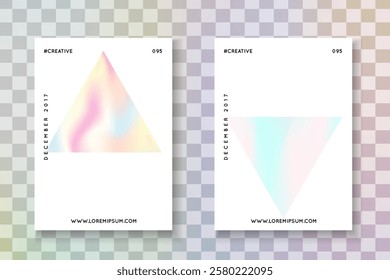 Iridescent Presentation. Colourful White Backdrop. 1980 Poster. Chrome Vector. Hologram Foil. Vintage Concept. Blue Geometric Flyer. Violet Iridescent Presentation