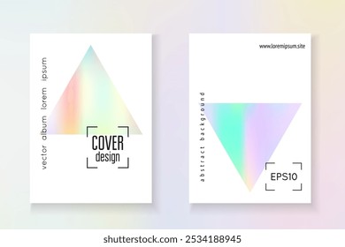 Iridescent Presentation. Crystal Effect. Memphis Design. Blue Geometric Cover. Colorful Metal Backdrop. Rainbow Shape. Geometry Mesh. Violet Iridescent Presentation