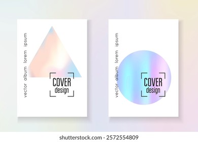 Iridescent Presentation. Modern Effect. Purple Abstract Cover. Colourful Pearl Template. Plastic Vector. Geometry Poster. Pearlescent Texture. Blue Iridescent Presentation