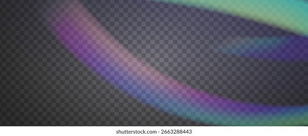 Fondo de prisma iridiscente. Efecto de fuga de luz de arco iris.  Brilla A Través De Un Filtrar De Rayas De Neón Y Brillo En Los Colores Aurora. Fondo De Prisma De Cristal Iridiscente Con Luz.