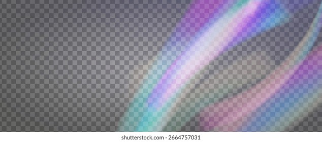 Prism Iridescente. Efeito de Vazamento de Luz do Arco-íris.  Gema Brilha Em Luz Solar Com Brilho De Cor, Lente De Gradiente E Vidro Mole. Cristal Iridescente Prism Fundo Com Luz.