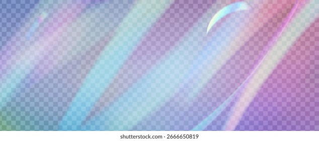 Iridescent Prism Background. Rainbow Light Leak Effect.  Gem Sparkles In Sunlight With Color Glow, Gradient Lens, And Soft Glass. Iridescent Crystal Prism Background With Light.