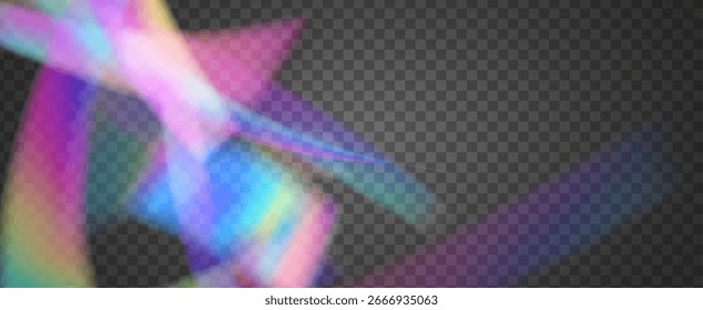 Fondo de prisma iridiscente. Efecto de fuga de luz de arco iris.  Textura Abstractas De Diamante Con Resplandor Transparente Y Resplandor De Lente Holográfica. Fondo De Prisma De Cristal Iridiscente Con Luz.