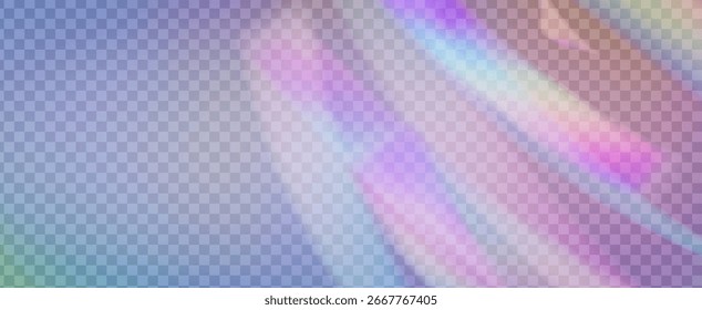 Fondo de prisma iridiscente. Efecto de fuga de luz de arco iris.  La Gema Brilla En La Luz Del Sol Con Resplandor De Color, Lente Degradada Y Vidrio Suave. Fondo De Prisma De Cristal Iridiscente Con Luz.