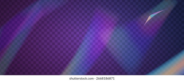 Fondo de prisma iridiscente. Efecto de fuga de luz de arco iris.  Aurora De Gradiente Con Textura Suave, Rayos De Luz Solar Y Refracción De Vidrio. Fondo De Prisma De Cristal Iridiscente Con Luz.