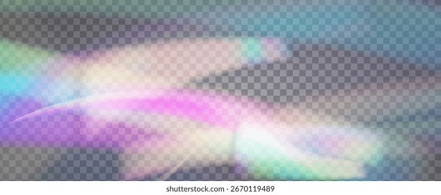 Fondo de prisma iridiscente. Efecto de fuga de luz de arco iris.  Abstractas Textura Desenfocada Con Un Filtrar De Refracción Y Un Sutil Color Aura. Fondo De Prisma De Cristal Iridiscente Con Luz.