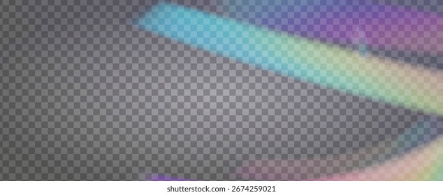 Fondo de prisma iridiscente. Efecto de fuga de luz de arco iris.  Superposición De Neón Y Resplandor De Diamantes Con Luz Abstractas Y Brillo Holográfico. Fondo De Prisma De Cristal Iridiscente Con Luz.