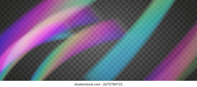 Fondo de prisma iridiscente. Efecto de fuga de luz de arco iris.  La Gema Brilla En La Luz Del Sol Con Resplandor De Color, Lente Degradada Y Vidrio Suave. Fondo De Prisma De Cristal Iridiscente Con Luz.