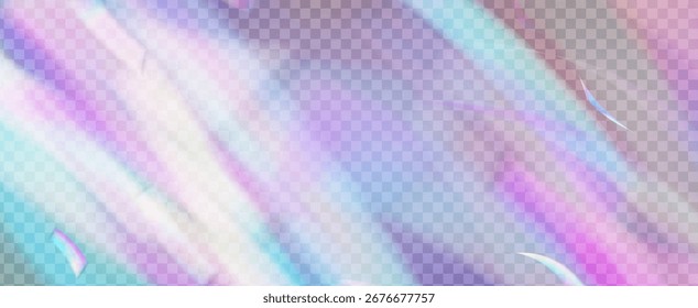 Fondo de prisma iridiscente. Efecto de fuga de luz de arco iris.  Aurora De Gradiente Con Textura Suave, Rayos De Luz Solar Y Refracción De Vidrio. Fondo De Prisma De Cristal Iridiscente Con Luz.
