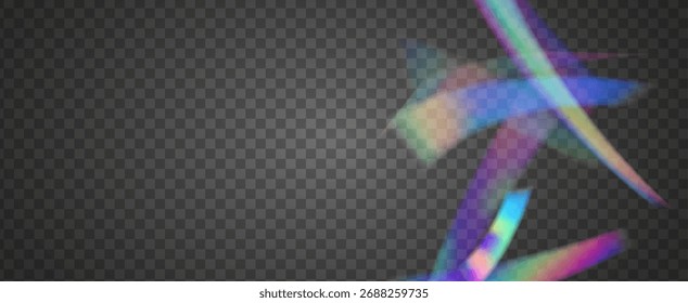 Fondo de prisma iridiscente. Efecto de fuga de luz de arco iris.  Brilla A Través De Un Filtrar De Rayas De Neón Y Brillo En Los Colores Aurora. Fondo De Prisma De Cristal Iridiscente Con Luz.