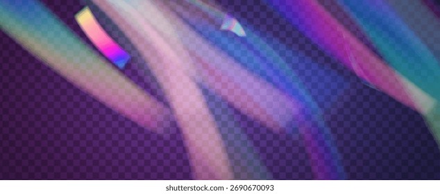 Fondo de prisma iridiscente. Efecto de fuga de luz de arco iris.  Bokeh 3D Con Un Aura Suave, Resplandor De Refracción Y Diamante Transparente. Fondo De Prisma De Cristal Iridiscente Con Luz.