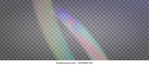 Prism Iridescente. Efeito de Vazamento de Luz do Arco-íris.  A Lente Se Estende Em Uma Cobertura Holográfica Com Brilho Abstrato E Luz Solar. Cristal Iridescente Prism Fundo Com Luz.