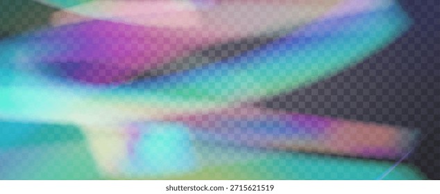 Fondo de prisma iridiscente. Efecto de fuga de luz de arco iris.  Textura Abstractas De Diamante Con Resplandor Transparente Y Resplandor De Lente Holográfica. Fondo De Prisma De Cristal Iridiscente Con Luz.