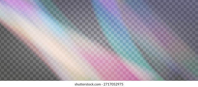 Fondo de prisma iridiscente. Efecto de fuga de luz de arco iris.  Textura Abstractas De Diamante Con Resplandor Transparente Y Resplandor De Lente Holográfica. Fondo De Prisma De Cristal Iridiscente Con Luz.