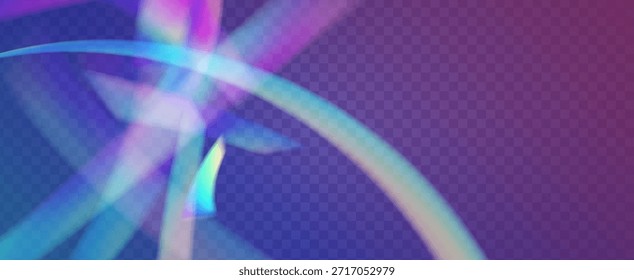 Iridescent Prism Background. Rainbow Light Leak Effect.  Vector Burst With A Sunlight Filter, Blur Effect, And A Glowing Camera Beam. Iridescent Crystal Prism Background With Light.
