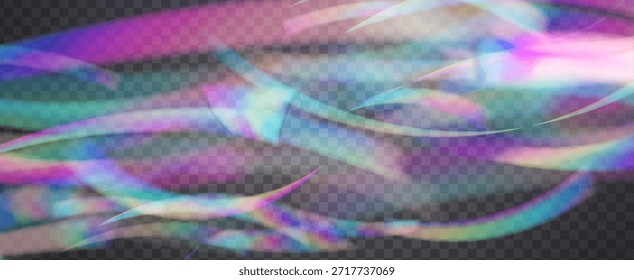 Prism Iridescente. Efeito de Vazamento de Luz do Arco-íris.  Espectro De Cor E Luz Com Brilho, Brilho E Uma Aura Semelhante A Uma Gema. Cristal Iridescente Prism Fundo Com Luz.