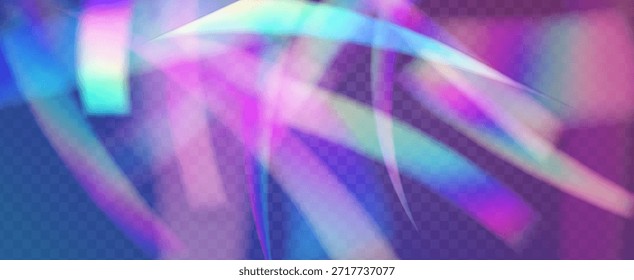 Fondo de prisma iridiscente. Efecto de fuga de luz de arco iris.  Superposición De Vidrio Con Resplandor Solar, Rayas De Neón Y Brillo De Gradiente Sutil. Fondo De Prisma De Cristal Iridiscente Con Luz.