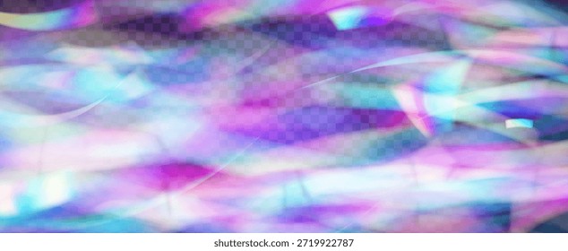 Fondo de prisma iridiscente. Efecto de fuga de luz de arco iris.  Las Rayas De La Lente En Una Superposición Holográfica Con Resplandor Abstractas Y Luz Solar. Fondo De Prisma De Cristal Iridiscente Con Luz.