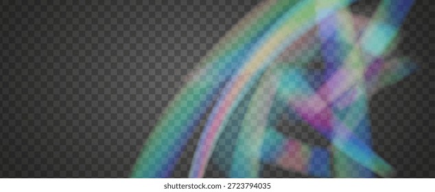 Iridescent Prism Background. Rainbow Light Leak Effect.  Spectrum Of Color And Light With Sparkle, Glitter, And A Gem-like Aura. Iridescent Crystal Prism Background With Light.