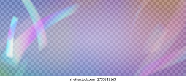 Iridescent Prism Background. Rainbow Light Leak Effect.  Bokeh Aura And Abstract Shine With Diamond Rays And Lens Refraction. Iridescent Crystal Prism Background With Light.