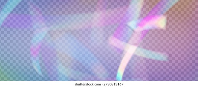 Prism Iridescente. Efeito de Vazamento de Luz do Arco-íris.  Sobreposição De Vidro Com Brilho Solar, Listras De Néon E Brilho De Gradiente Sutil. Cristal Iridescente Prism Fundo Com Luz.