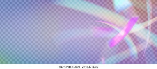 Iridescent Prism Background. Rainbow Light Leak Effect.  Shine Through A Filter Of Neon Streaks And Glitter In Aurora Colors. Iridescent Crystal Prism Background With Light.