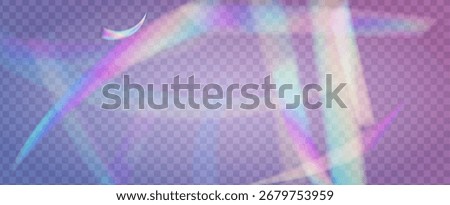 Iridescent Prism Background. Rainbow Light Leak Effect.  Vector Burst With A Sunlight Filter, Blur Effect, And A Glowing Camera Beam. Iridescent Crystal Prism Background With Light.