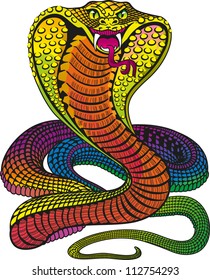 Iridescent rainbow cobra. vector