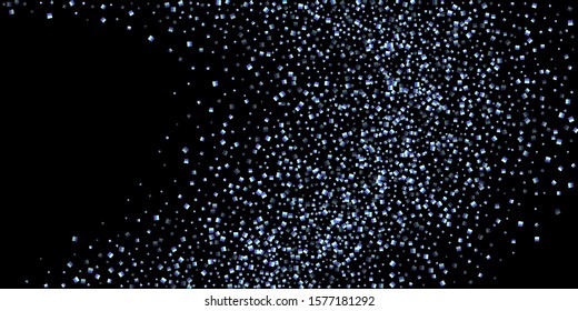 Iridescent rectangle, shiny confetti. Rainbow Scattered little sparkling, glitter sequin. Random falling paillettes, spangle, square elements black background. New Year Christmas Vector illustration.