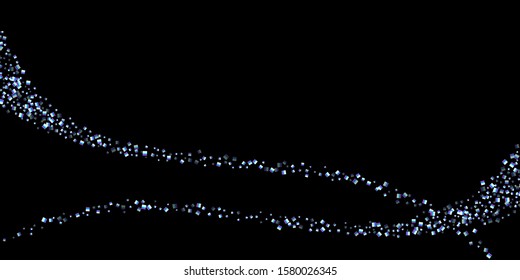 Iridescent rectangle, shiny confetti. Rainbow Scattered little sparkling, glitter sequin. Random falling paillettes, spangle, square elements black background. New Year Christmas Vector illustration.