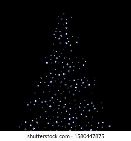Iridescent rectangle, shiny confetti. Rainbow Scattered little sparkling, glitter sequin. Random falling paillettes, spangle, square elements black background. New Year Christmas Vector illustration.