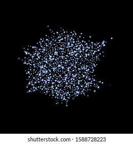 Iridescent rectangle, shiny confetti. Rainbow Scattered little sparkling, glitter sequin. Random falling paillettes, spangle, square elements black background. New Year Christmas Vector illustration.