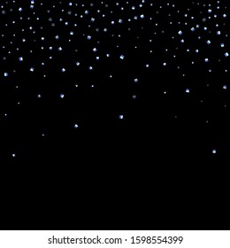 Iridescent rectangle, shiny confetti. Rainbow Scattered little sparkling, glitter sequin. Random falling paillettes, spangle, square elements black background. New Year Christmas Vector illustration.