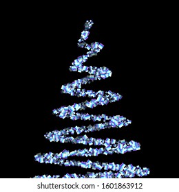 Iridescent rectangle, shiny confetti. Rainbow Scattered little sparkling, glitter sequin. Random falling paillettes, spangle, square elements black background. New Year Christmas Vector illustration.