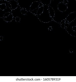 Iridescent rectangle, shiny confetti. Rainbow Scattered little sparkling, glitter sequin. Random falling paillettes, spangle, square elements black background. New Year Christmas Vector illustration.