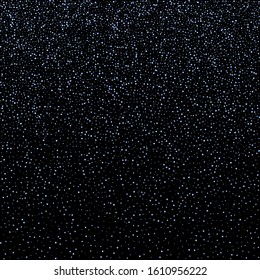 Iridescent rectangle, shiny confetti. Rainbow Scattered little sparkling, glitter sequin. Random falling paillettes, spangle, square elements black background. New Year Christmas Vector illustration.