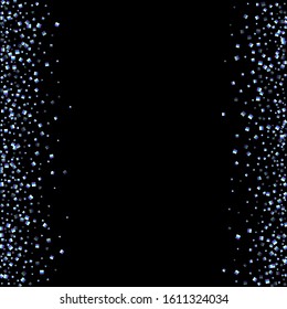 Iridescent rectangle, shiny confetti. Rainbow Scattered little sparkling, glitter sequin. Random falling paillettes, spangle, square elements black background. New Year Christmas Vector illustration.
