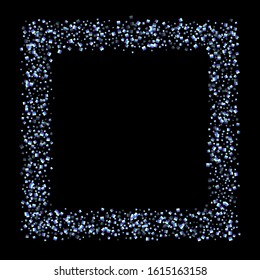 Iridescent rectangle, shiny confetti. Rainbow Scattered little sparkling, glitter sequin. Random falling paillettes, spangle, square elements black background. New Year Christmas Vector illustration.