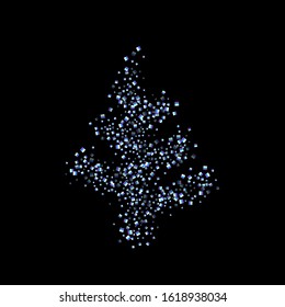 Iridescent rectangle, shiny confetti. Rainbow Scattered little sparkling, glitter sequin. Random falling paillettes, spangle, square elements black background. New Year Christmas Vector illustration.