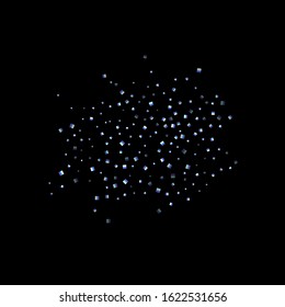 Iridescent rectangle, shiny confetti. Rainbow Scattered little sparkling, glitter sequin. Random falling paillettes, spangle, square elements black background. New Year Christmas Vector illustration.
