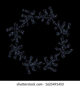 Iridescent rectangle, shiny confetti. Rainbow Scattered little sparkling, glitter sequin. Random falling paillettes, spangle, square elements black background. New Year Christmas Vector illustration.