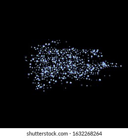 Iridescent rectangle, shiny confetti. Rainbow Scattered little sparkling, glitter sequin. Random falling paillettes, spangle, square elements black background. New Year Christmas Vector illustration.