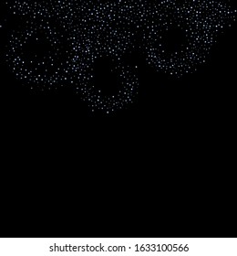 Iridescent rectangle, shiny confetti. Rainbow Scattered little sparkling, glitter sequin. Random falling paillettes, spangle, square elements black background. New Year Christmas Vector illustration.