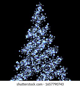 Rectángulo irlandés, confetti brillante. Arcoiris Disperso pequeño chispeante, secuencia de brillo. Pillettes de caída aleatoria, eslóganes, elementos cuadrados fondo negro. Ilustración del vector de Navidad de Año Nuevo.