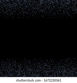 Iridescent rectangle, shiny confetti. Rainbow Scattered little sparkling, glitter sequin. Random falling paillettes, spangle, square elements black background. New Year Christmas Vector illustration.