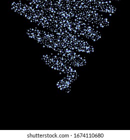 Iridescent rectangle, shiny confetti. Rainbow Scattered little sparkling, glitter sequin. Random falling paillettes, spangle, square elements black background. New Year Christmas Vector illustration.