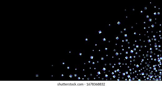 Rectángulo irlandés, confetti brillante. Arcoiris Disperso pequeño chispeante, secuencia de brillo. Pillettes de caída aleatoria, eslóganes, elementos cuadrados fondo negro. Ilustración del vector de Navidad de Año Nuevo.