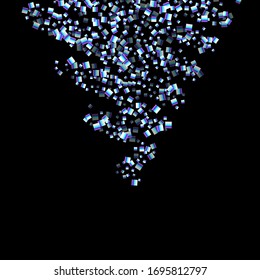 Rectángulo irlandés, confetti brillante. Arcoiris Disperso pequeño chispeante, secuencia de brillo. Pillettes de caída aleatoria, eslóganes, elementos cuadrados fondo negro. Ilustración del vector de Navidad de Año Nuevo.